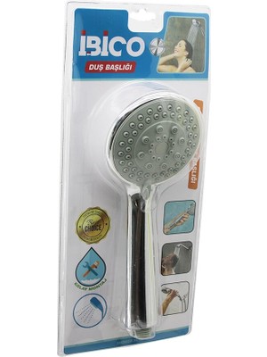 MidasTech Orta Boy Yuvarlak - Bombeli =9.7cm Duş Başlık Kademeli Vakumlu Krom Gövde - Gri Zeminsap:14.5