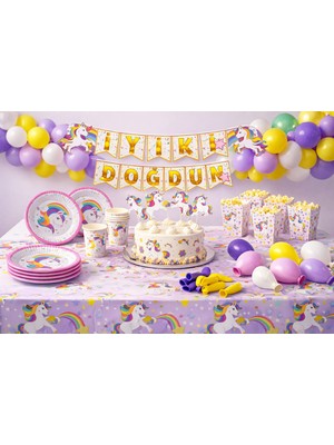 Sihirbaz Shop Unicorn Temalıdoğum Günü Seti Çok Parçalı Ekonomik