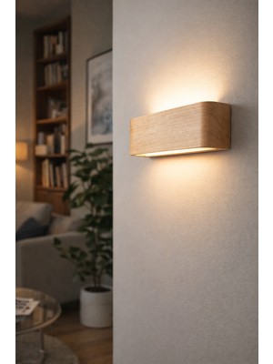 Modern Ahşap LED Duvar Apliği 3000K Gün Işığı Dekoratif Ahşap Aplik Indirekt Duvar Lambası