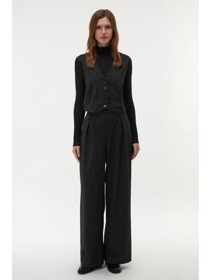 Çizgili Wıde Leg Pantolon