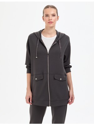 Pierre Cardin Kadın Antrasit Oversize Örme Hırka 50309107-VR006