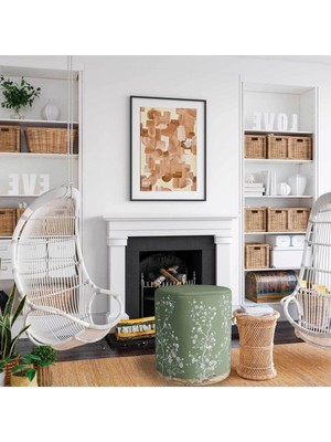 Adawall Yeşil Çiçek Tasarımlı Puf