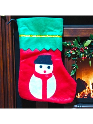 Oktay Sesal Noel Baba Çorabı 23 cm Kardan Adam Figürlü Çorap Yılbaşı Noel Süsleri