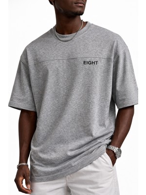 Eight Oversize Basic Baskılı T-Shirt