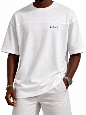 Eight Oversize Basic Baskılı T-Shirt