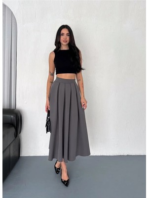 Win Moda Pileli Uzun Etek Tam Boy / Günlük Uzun Etek Pileli A Kesim