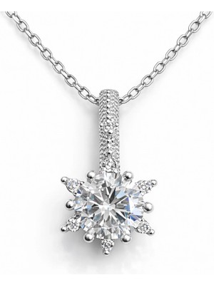 Bazarhane ​gümüş Çiçek Desenli Kadın Kolye