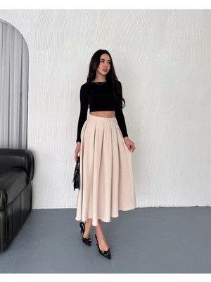 Win Moda Pileli Uzun Etek Tam Boy / Günlük Uzun Etek Pileli A Kesim