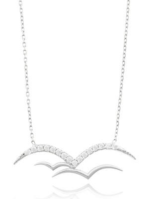 Berk Mücevherat 14 Ayar Altın Taşlı Martı Kolye