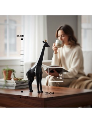 İki Yedi Konsept Doherty 772 Geometrik Ufuk Gözcüsü Zürafa Siyah Dekoratif Heykel Modern Ev Ofis Biblo Şık Hediyelik