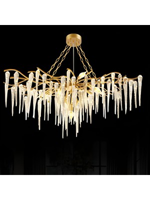 Ronisu Aydınlatma Serip Avize Ağaç Görünümlü Zarif Taşlı Avize Salon Oturma Odası