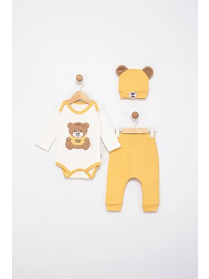 GMG Collection Baby Ayıcık Nakışlı Üçlü Erkek Bebe Pijama Takımı