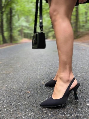 Akça Shoes Kumaş Dokulu Topuklu Ayakkabı