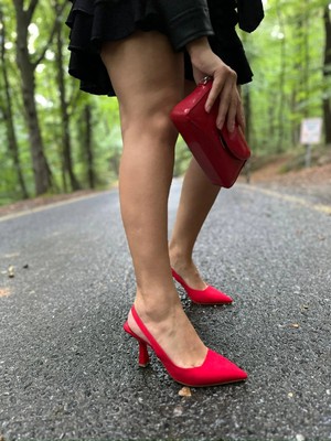 Akça Shoes Kumaş Dokulu Topuklu Ayakkabı