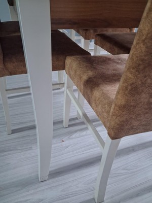 Bengi Ankara Mobilya Masa Sandalye Mizan 90656 Ceviz Tabla Kırık Beyaz Ayak 6 Adet Sandalye