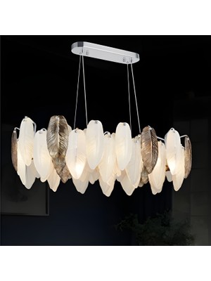 Ronisu Aydınlatma Hawai Taşlı Avize  Yaprak Taşlı Zarif  Modern Salon Avize