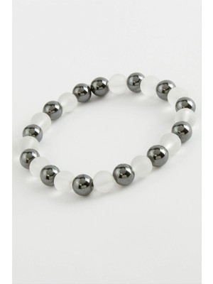 MidasTech Hematit Buzlu Kuvars Doğaltaş Bileklik Nemere