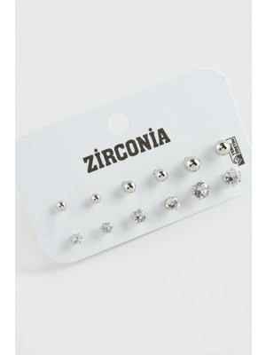 MidasTech 12 Adet Zirkon Tek Taşlı Küpe Nemere