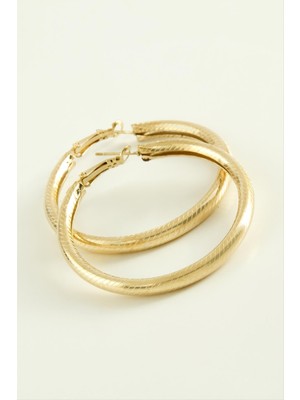 MidasTech Çizgili Boru Halka Küpe 5,5 cm Nemere