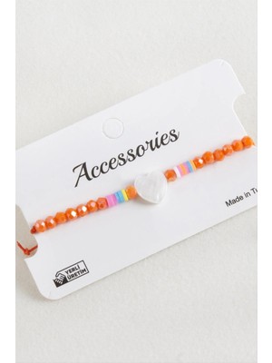 MidasTech Kalp Sedef Kristal Makrome Ip Bileklik Nemere