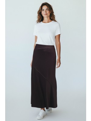 Ece Giyim Kadın Beli Lastikli Verev Kesim Penye Bedenli Etek