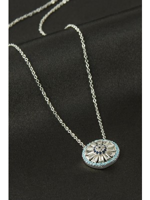 MidasTech Yuvarlak Nazar Zirkon Taşlı Kolye Nemere