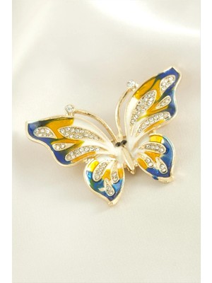 MidasTech Kelebek Mineli Taşlı Broş Nemere