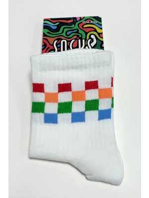 MidasTech Renkli Küp Desenli Kolej Çorap 8*28 Nemere