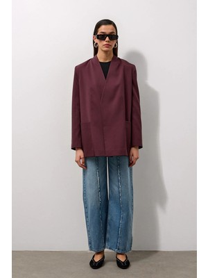 Molene Mürdüm Kemerli Ceket