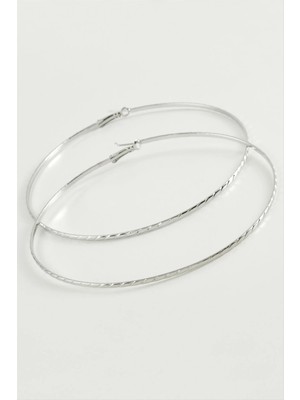 MidasTech Zincir Çizgili Metal Halka Küpe 8-9-10 cm Nemere