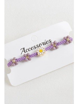 MidasTech Papatya Mineli Makrome Örgülü Ip Bileklik Nemere