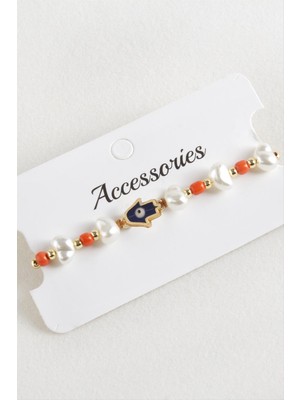 MidasTech Ftm Ana Eli Boncuk Inci Makrome Ip Bileklik Nemere