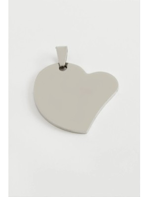 MidasTech Kalp Isim Yazılabilir Çelik Kolye Ucu 3,5 cm Nemere