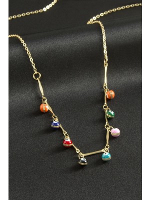 MidasTech Top Nazarlı Mineli Kolye Nemere