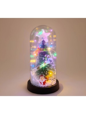 Marsilyan Yılbaşı Temalı Işıklı Dekoratif Cam Fanus - Model 1