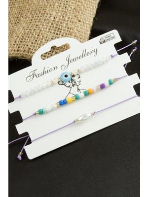 MidasTech 3 Adet Nazar Kristal Kum Boncuk Bileklik Nemere