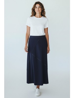 Ece Giyim Kadın Beli Lastikli Verev Kesim Penye Bedenli Etek