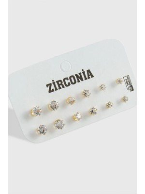 MidasTech 12 Adet Zirkon Tek Taşlı Küpe Nemere