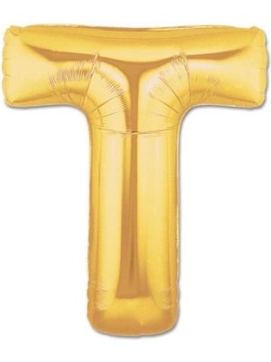 T Harf Folyo Balon Altın Renk  40 Inç - Lisinya