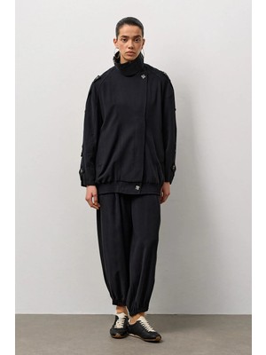 Molene Siyah Trenç Bomber Rüzgarlıklı Ceket