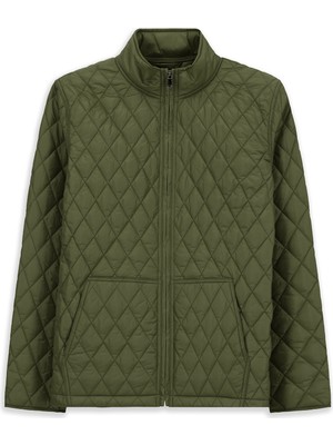 Kiğılı Dik Yaka Cepli Fermuarlı Rüzgar Geçirmez Kapitone Spor Mont