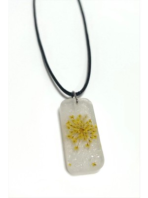 MidasTech Sultanotu Çiçeği Dikdörtgen Epoksi Kolye Nemere