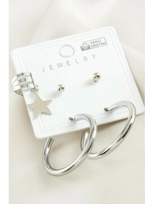 MidasTech 5 Adet Yıldız Boru Halka Küpe 2,5 cm Nemere