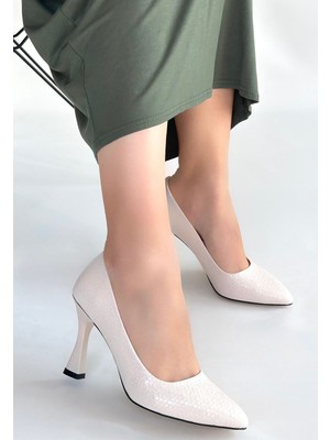 Merio Bej Baskılı Rugan Topuklu Ayakkabı - Lisinya