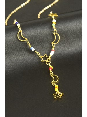 MidasTech Yıldız Hilal Boncuk Y Kolye Nemere