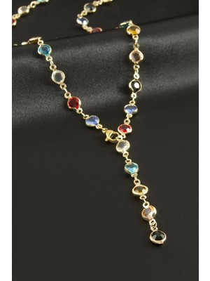 MidasTech Yuvarlak Zirkon Taşlı Çelik Y Kolye Nemere