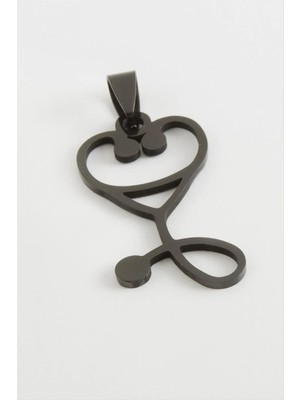 MidasTech Steteskop Kalp Çelik Kolye Ucu 3,5 cm Nemere