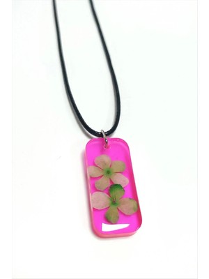 MidasTech Kartopu Çiçeği Dikdörtgen Epoksi Kolye Nemere