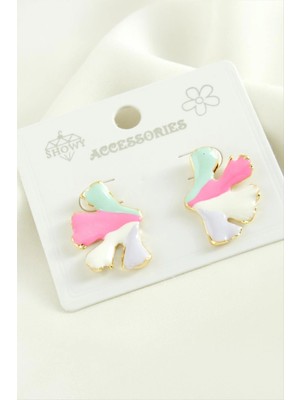 MidasTech Çiçek Trend Mineli Metal Küpe Nemere