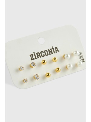 MidasTech 12 Adet Inci Zirkon Tek Taşlı Küpe Nemere